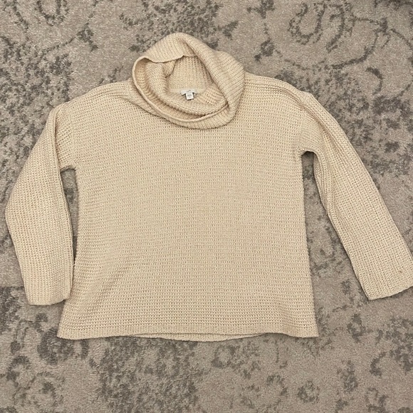 J. Jill Cream Cowl Neck Knit Sweater Size Small Cotton Blend - Picture 2 of 7